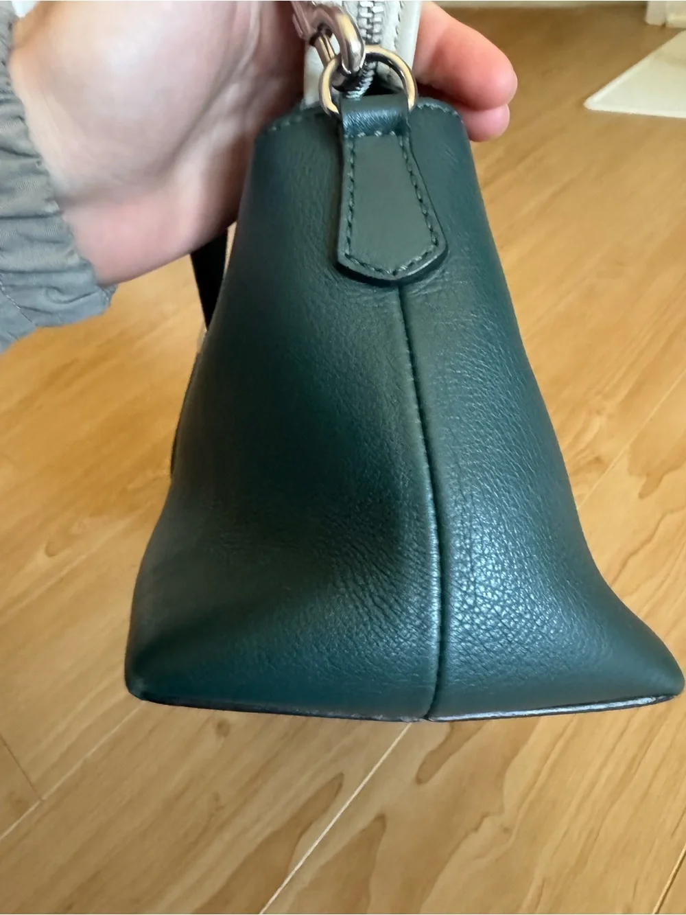 Fendi By The Way Satchel in Small, Dark Green Leather Crossbody with Pink Tag